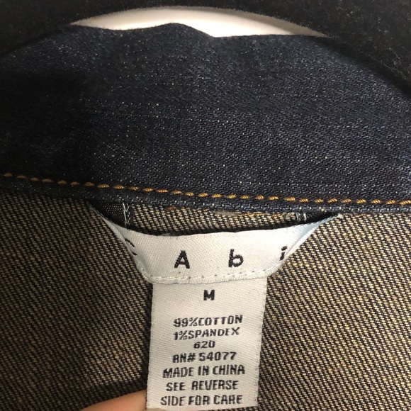 NWOT CAbi Tweed Fringe Trim Denim Jacket #620 M - Picture 4 of 11